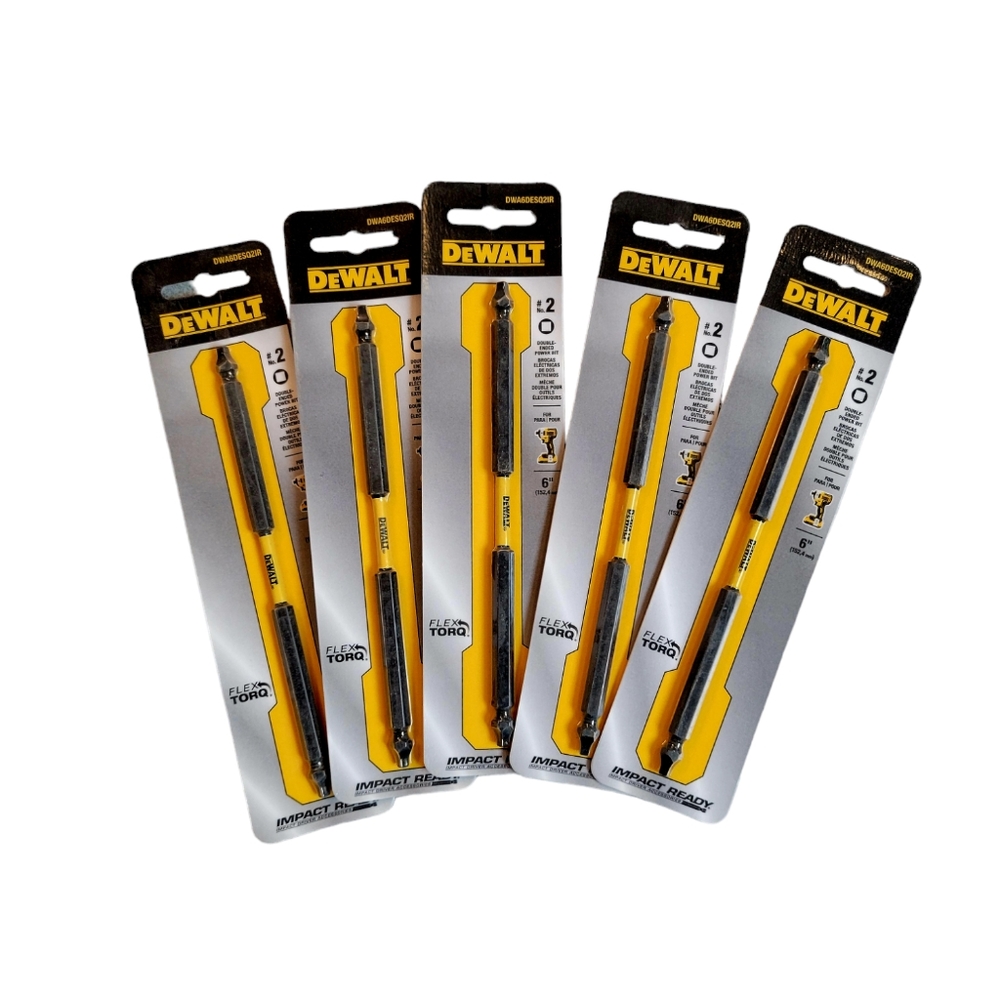 DeWalt Set of 5 FlexTorq Square Double Ended #2 x 6" L Impact Driver Bit Steel